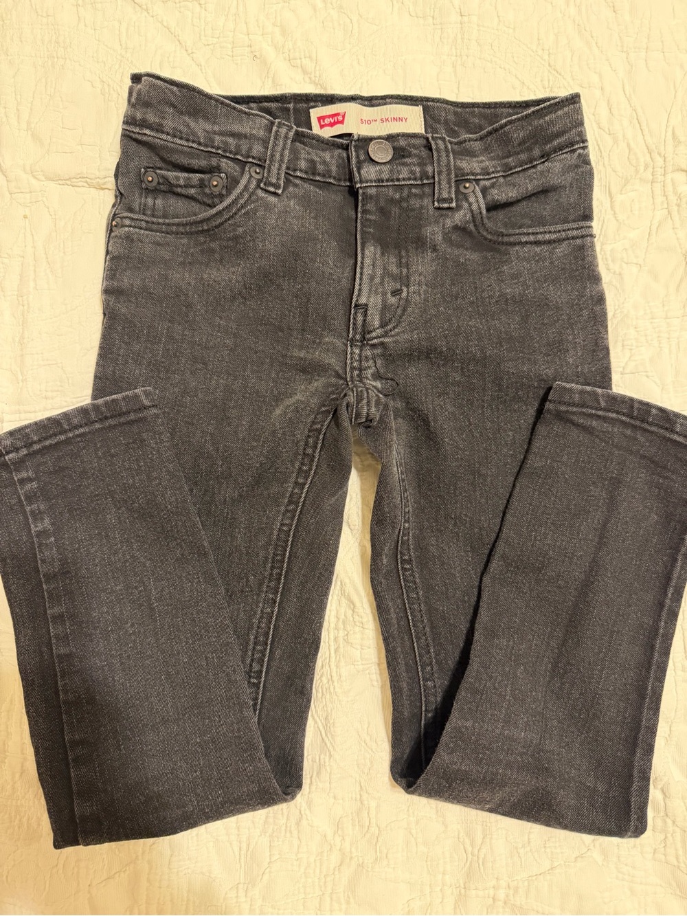 2 for$6✨Levi's Boy’s Adjustable Waist Straight Jeans, Charcoal, Size 8 Regular